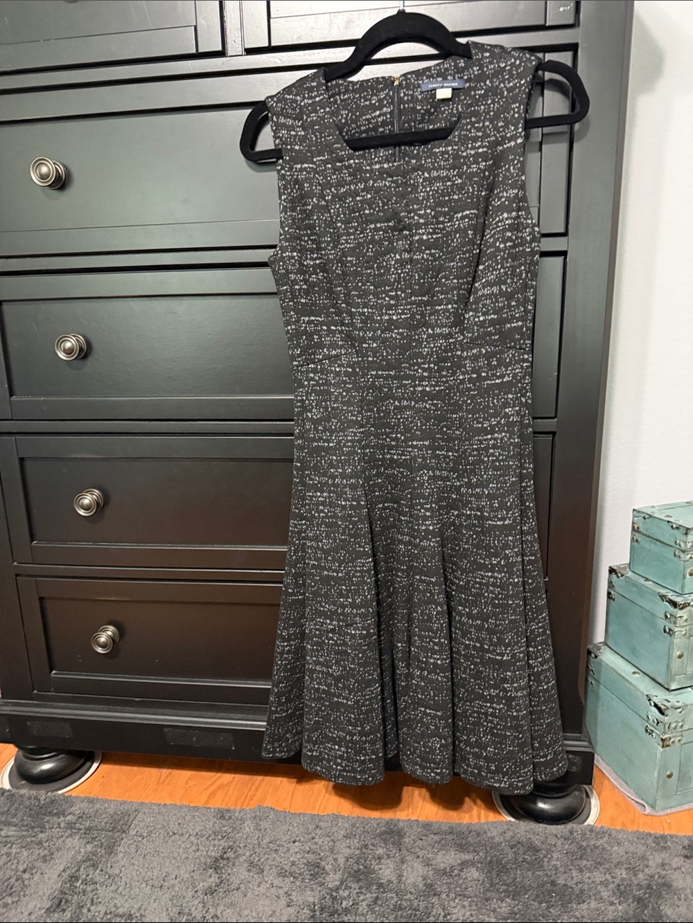 Tommy Hilfiger Sleeveless Black & White Tweed Fit-and-Flare Dress